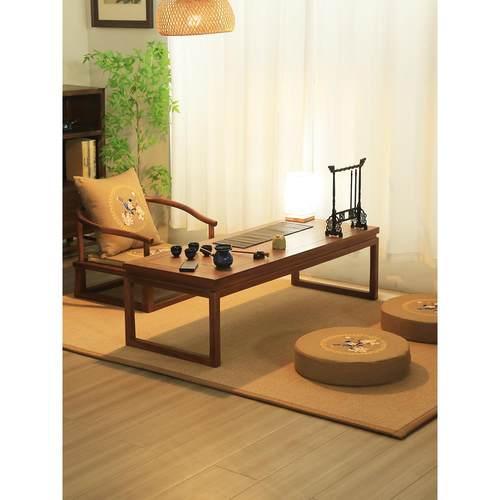 老榆木榻榻米茶几实木飘窗桌阳台小茶几日式禅意地台小矮桌炕桌子