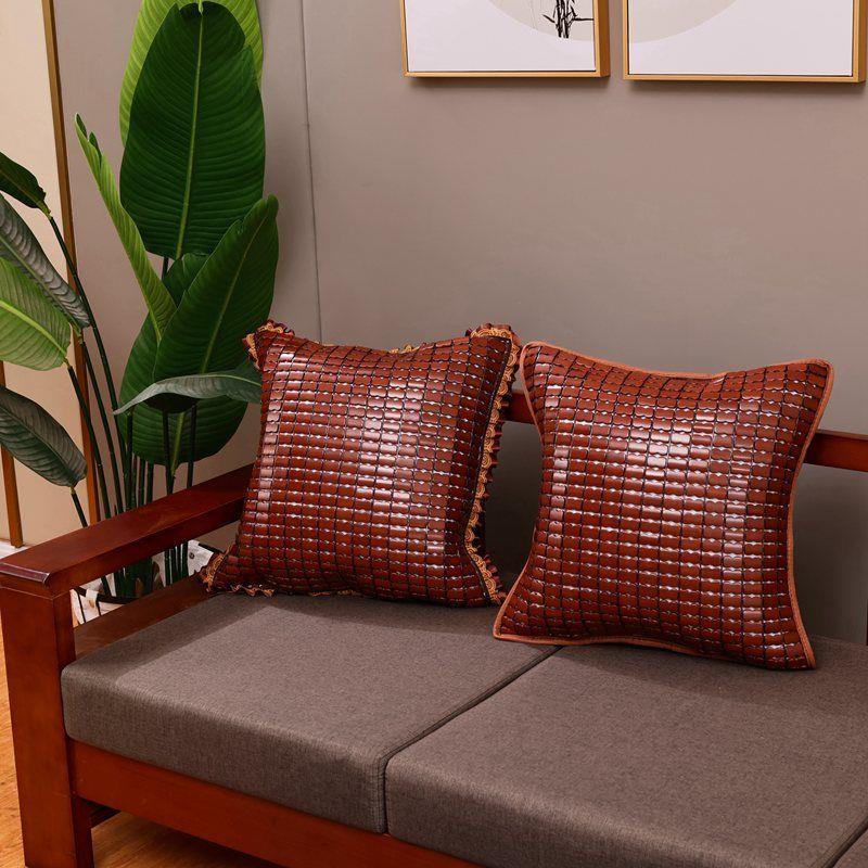 夏季抱枕套凉席沙发靠枕套靠垫套夏天麻将竹席办公室靠枕腰靠定做