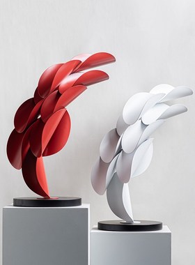 Dnnni抽象金属艺术叶子层叠摆件雕塑软装台面样板间售楼处玄关柜