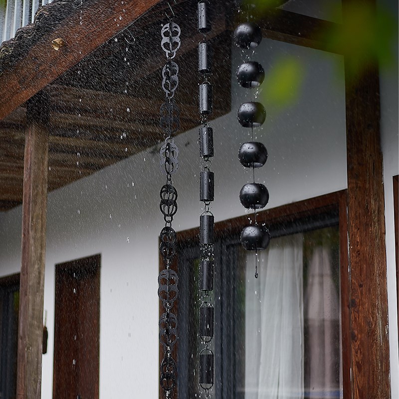 别墅庭院不锈钢竹筒雨链日式屋檐引水链民宿排水雨水链天沟落水链