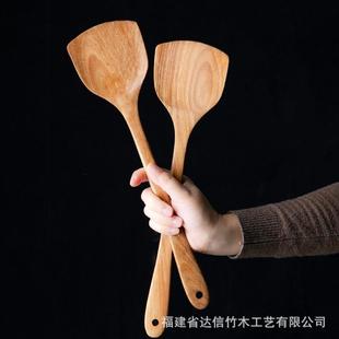 木铲子家用不粘锅炒菜铲木质厨具防烫手不伤锅柯木长柄锅铲厂家