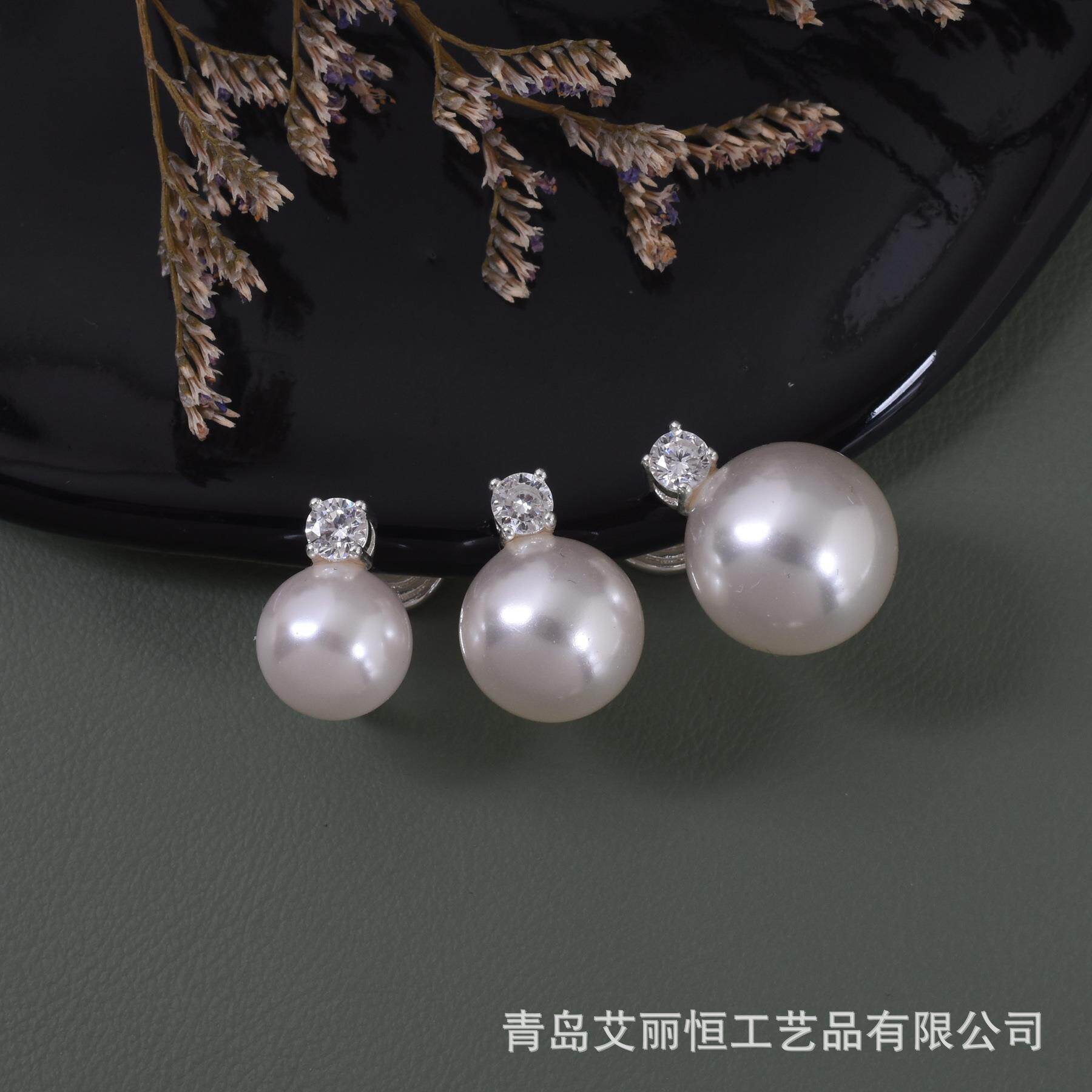 厂家法式复古经典戴妃款蚊香盘耳夹澳白高光正圆施家珍珠耳夹女小