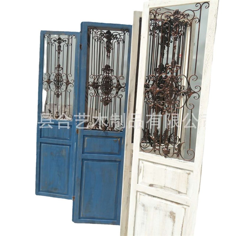 美式屏风复古铁艺屏风酒店玄关屏风木制隔断客厅装饰屏风量大从优