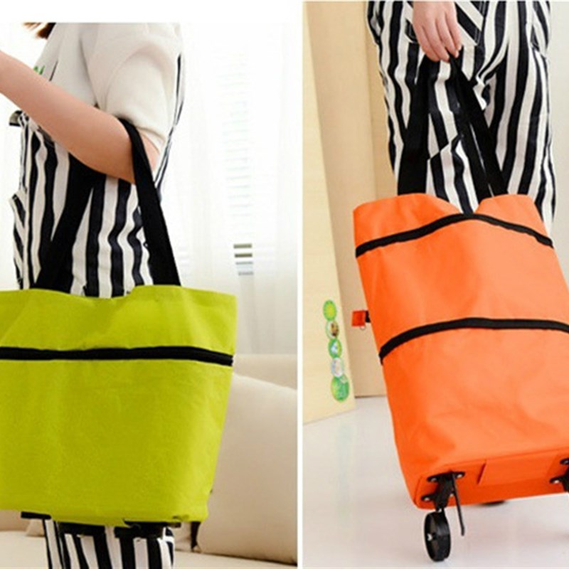 。可折叠随身携带市包轮子旅行拉车购物手拖轮袋子便携车带拉杆时