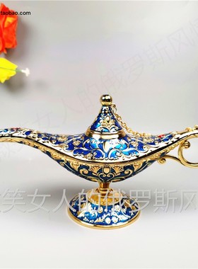 特价-20银锡金属阿拉丁神灯大号金边藏青色透视礼盒多色可选