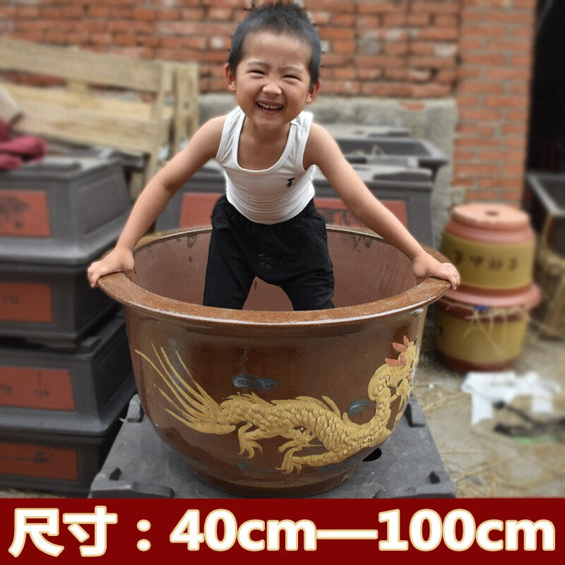 龙缸花盆特大号30厘米以上90厘米陶瓷花盆超大盆栽发财树铁树花盆