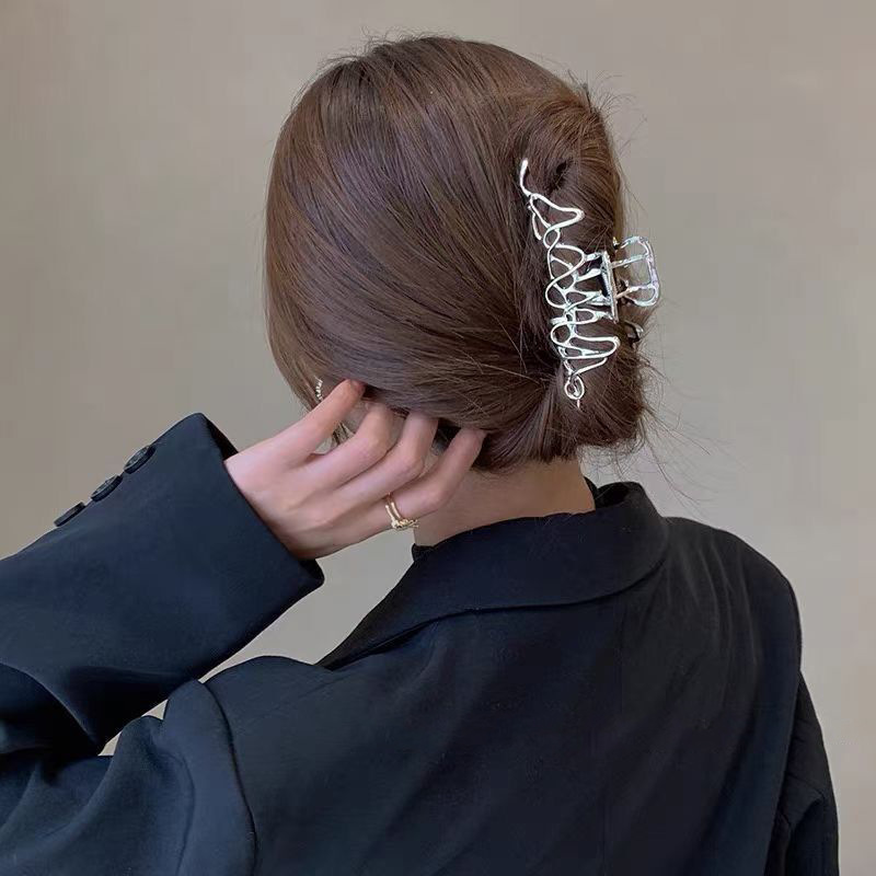 Large Metal Hair Claw Clip Irregular Hairpins Punk Style Sil