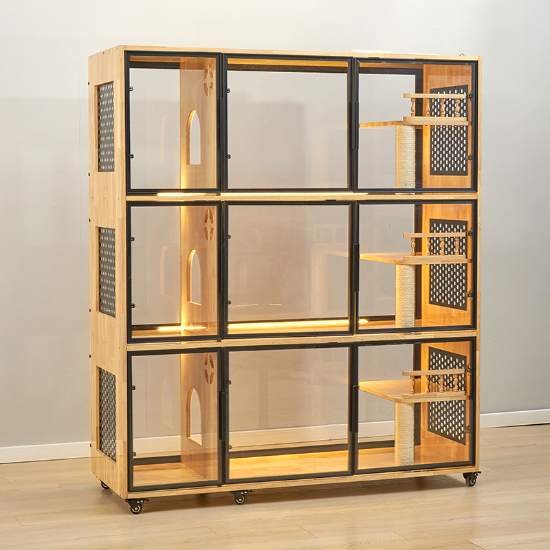 繁育猫笼三层繁殖猫笼实木猫别墅猫咪寄养繁殖笼宠物店展示笼猫柜