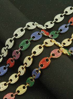 Accessories: Pig nose buckle coffee bean inlaid with full co