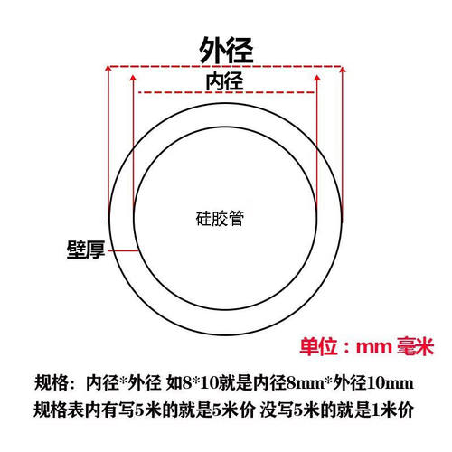 鸣固矽胶管矽橡胶软管耐高温矽胶水管25*35mm1m