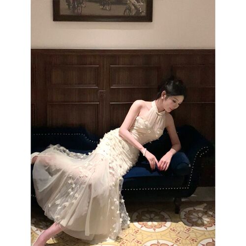 好货Good Job【白玉兰】新中式立体绣花网纱连衣裙小众国风鱼尾礼