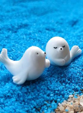 海豚海豹小动物小摆件微景观鱼缸海洋装饰品工艺园艺树脂儿童造景