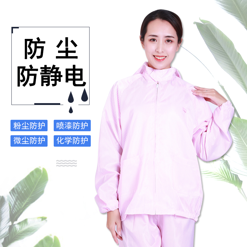 防静电连帽两件式服 防尘洁净蓝色工作服白色喷漆无尘服净化防护