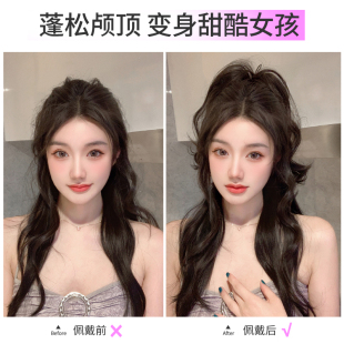 假发女长发瀑布卷发假发辫子抓夹高马尾半扎仿真发俏丽自然甜新款