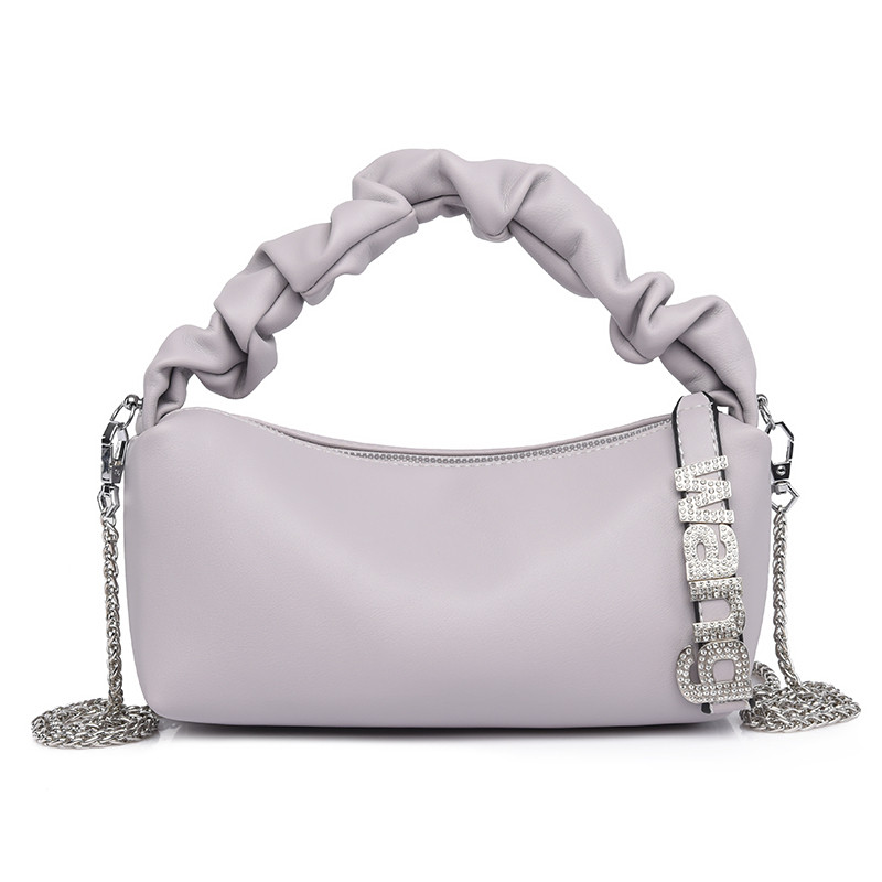 Simple Solid Color PU Leather Letter Zipper Chain Large Capa