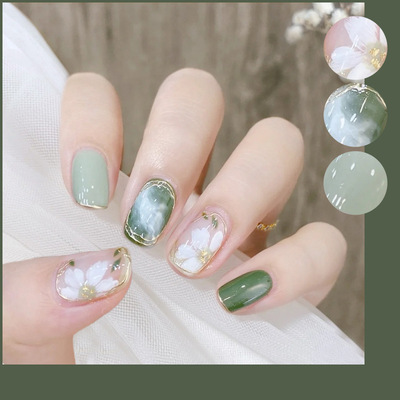 Fake Nail Stickers Wearing Nails Nail Art Day Camellia Nails