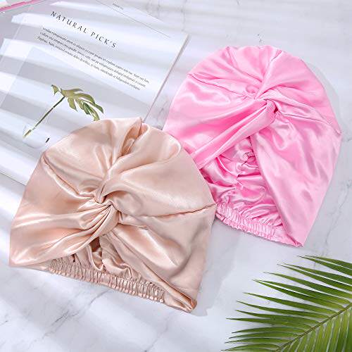 2 Pieces Silk Bonnet Silk Sleep Cap Silk Hair Wrap for Sleep