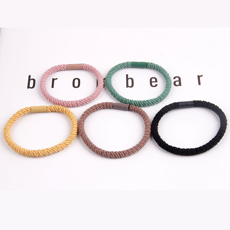 Spiral pattern solid color simple hair rope high elastic hea