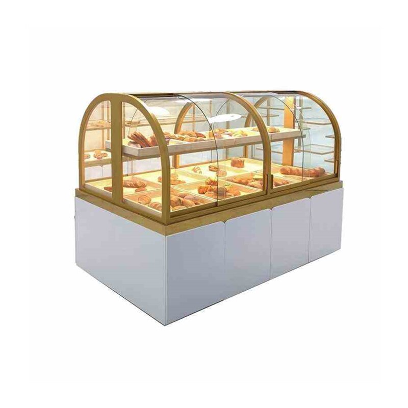 面包柜面包展示柜中岛柜糕点模型柜弧形不锈钢镀钛蛋糕烘焙店商用