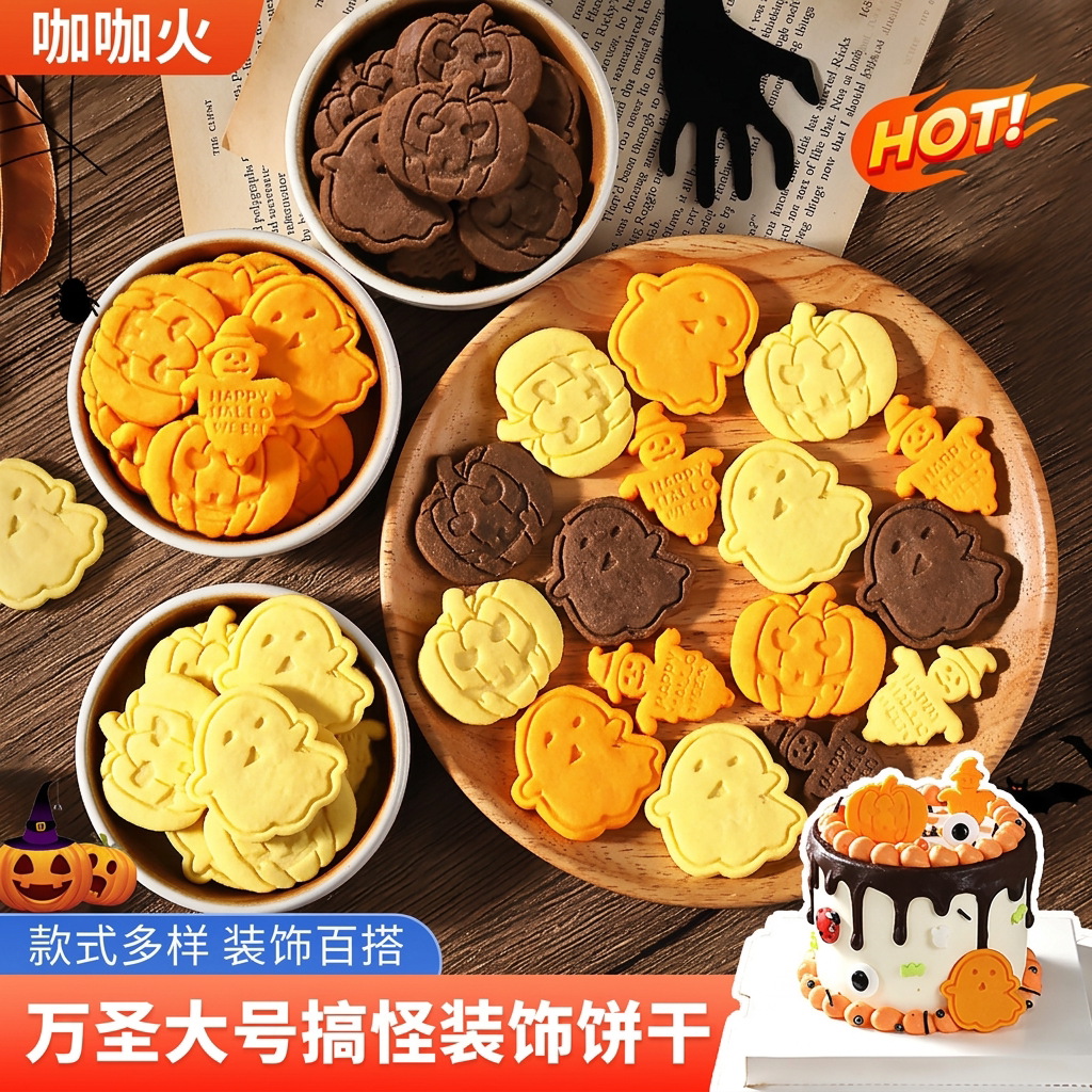 万圣节幽灵南瓜饼干蛋糕装饰摆件