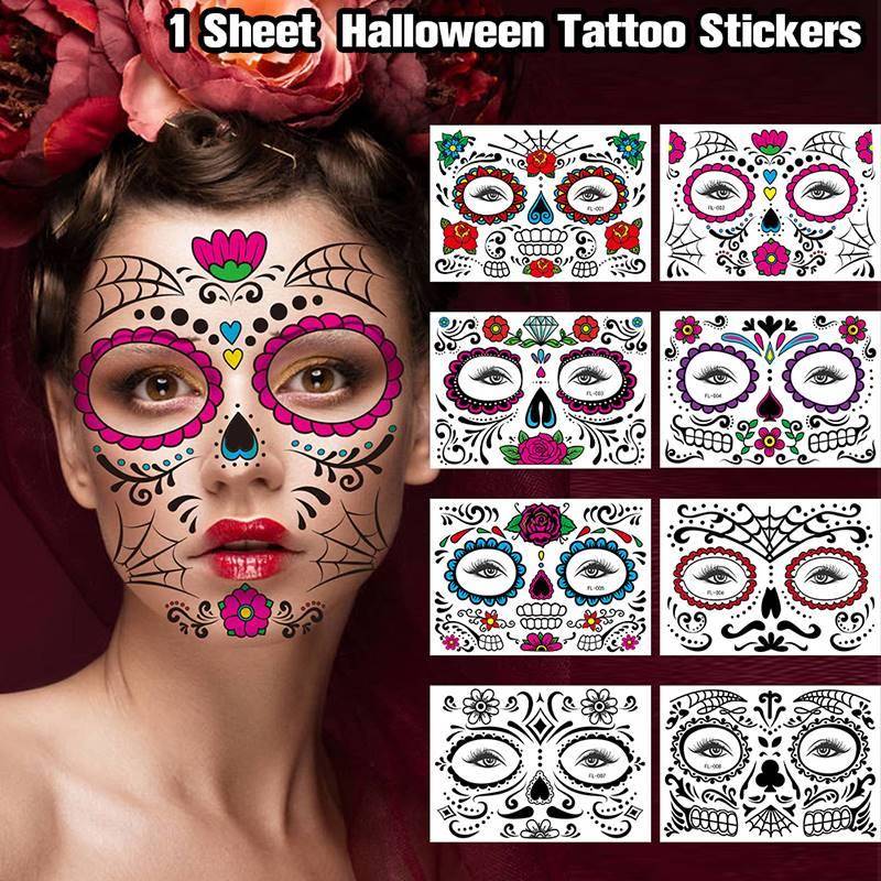 New Funny Halloween Twocolor Luminous Tattoo Sticker Face S