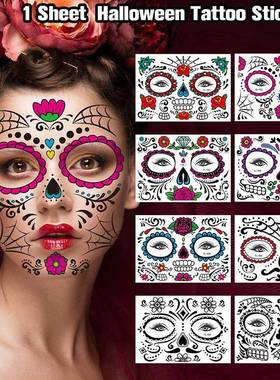 New Funny Halloween Twocolor Luminous Tattoo Sticker Face S