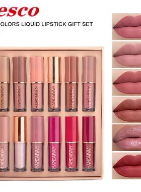 唇彩6Pcs Matte Lip Gloss Set Liquid Lipstick Waterproof Long