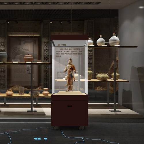 博物馆oled明屏展示柜文物美术馆OLED动互展示拼UPL透接屏