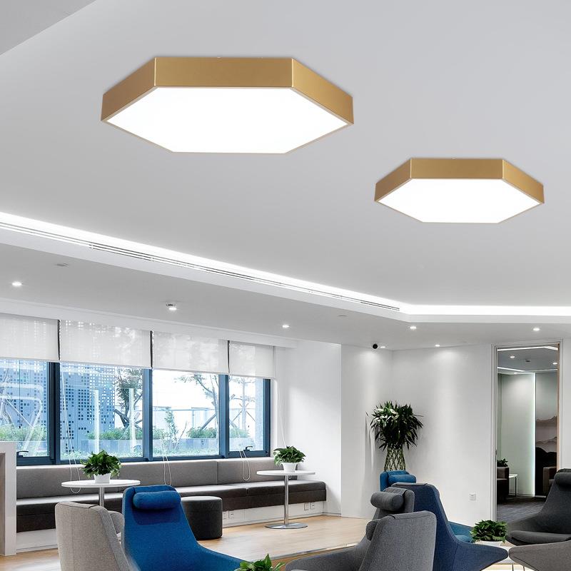 LED造型灯边形吸顶灯六65吊线灯办公灯店商健场身房工铺业六边形
