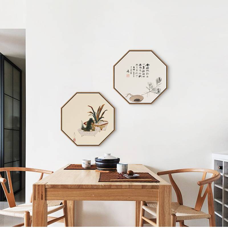 闲坐春秋 新中式禅意餐厅装饰画茶室挂画茶壶创意玄关民宿壁画图片