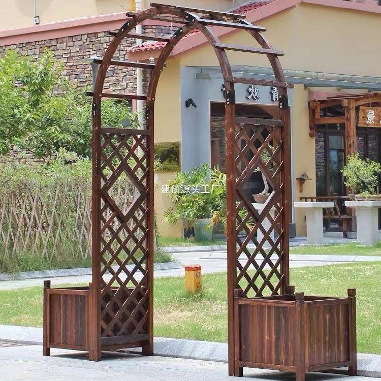 JIANCHUA户外庭碳院花园门拱门葡花架化防腐木架阳台实木质萄拱门