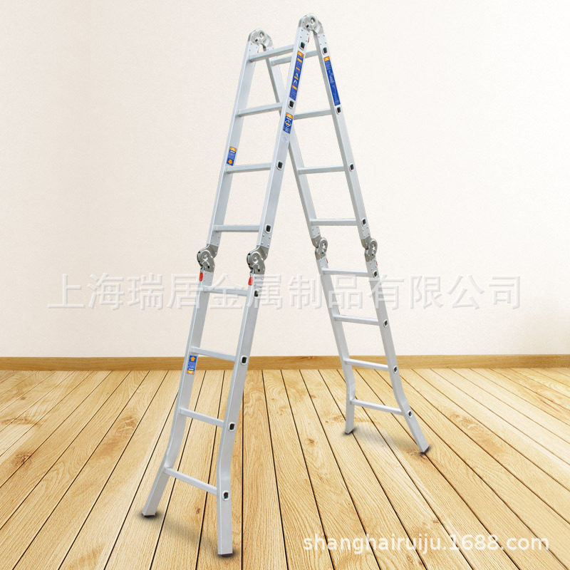 瑞居六关节多功能梯子双侧梯折叠梯人字梯工程梯家用铝合金梯5000