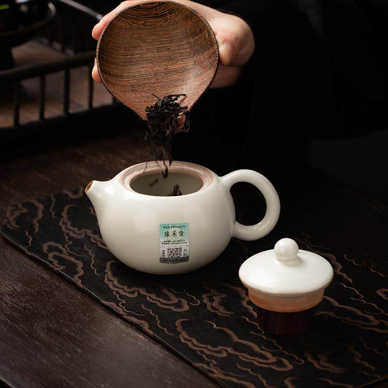 茶壶汝窑手工家泡用陶瓷开复片施可养中式古米黄茶水壶单汝窑手工
