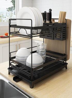 色碗沥水架黑厨房收纳置物架家Zhimi822居碟品用水槽厨房台面碗筷
