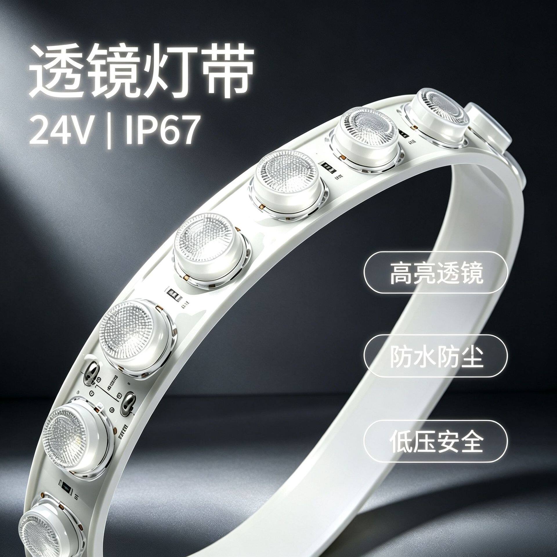 IP67防水透镜LED灯带24V低压42灯户外广告牌楼宇亮化线性灯带