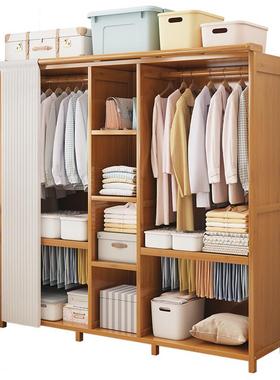 简易衣柜全封闭帘布衣橱家F97765JJ用用室组卧装防尘结实耐宿舍拉