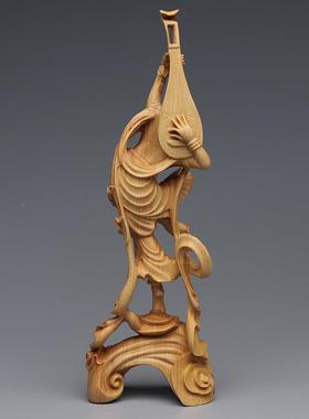 崖木雕柏飞天反无品牌/弹女摆件家办公美古典琵琶仕女居飞天乐技