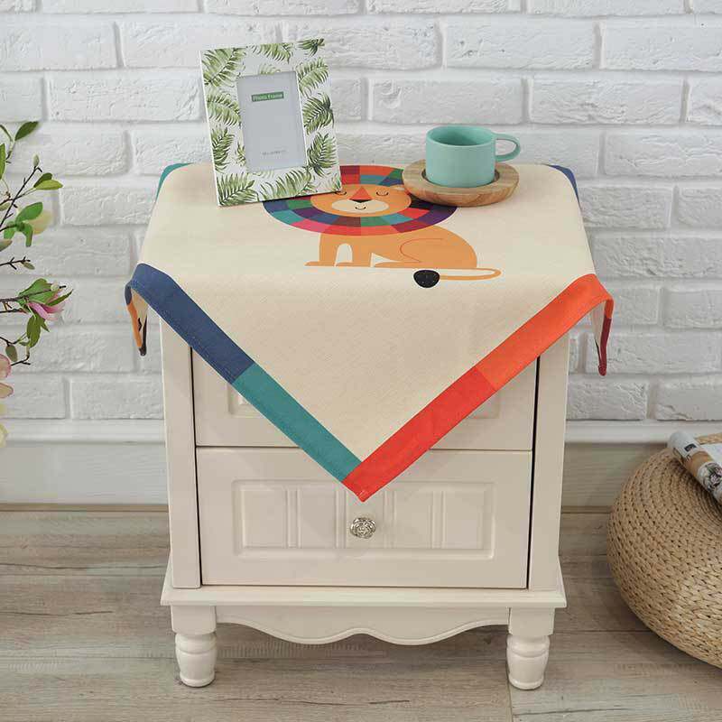 卡动动漫加厚棉麻欧式床头柜罩卧室五斗柜盖布客厅茶几台布防尘罩