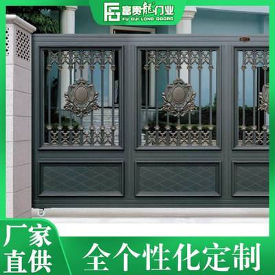 电动平移门 现代简约对开门 别墅大门 智能无人化遥控家用车库门