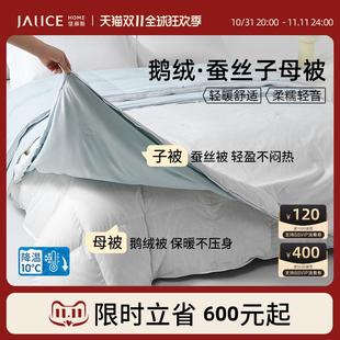 被芯四季 ll蚕丝羽绒二合一子母被95白鹅绒被子冬被拉链款 通