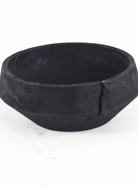厂家销售黑色碳化木质传统手工制作托盘果盘家居酒店别墅装饰摆件