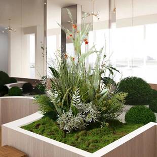 橱窗展柜小型植物造景堆花丛ltao6841草小堆店铺假绿植装摆饰青苔