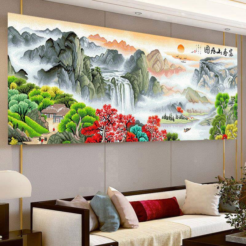 富春山居图十字绣2025新款线绣客厅大幅风景山水画自己绣手工满绣