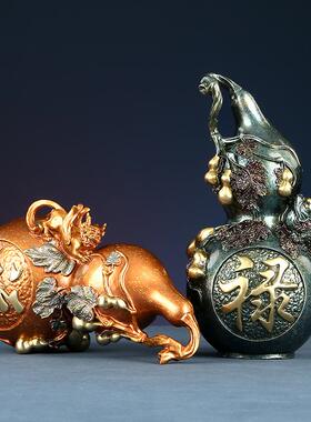 彩铜厅《福禄葫芦福禄葫芦》客玄关家装品办居公饰室工艺品摆件