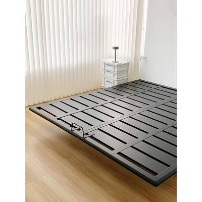 直观家双具无床头悬浮原木风简意极式床架主白卧RJU无靠背蜡实木