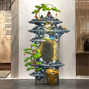 新中式 飾開(kāi)業(yè) 假山流水噴泉落地?cái)[件客廳景觀循環(huán)水玄關(guān)庭院招財(cái)裝
