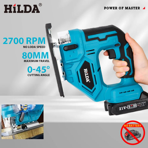 HILDA21V锂电多功能家用便携式木工切割机 电动曲线锯 0-45°可调