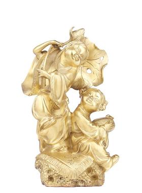 纯铜和合二贤摆件结婚礼品