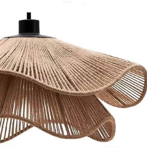 侘寂风麻绳吊灯禅意茶室民宿复古工业风餐厅卧室艺术绳编灯