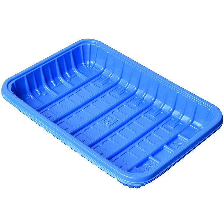 一次性蓝色托盘生鲜打包盒塑料长方形托盘鱼盒超市水果蔬菜包装盒